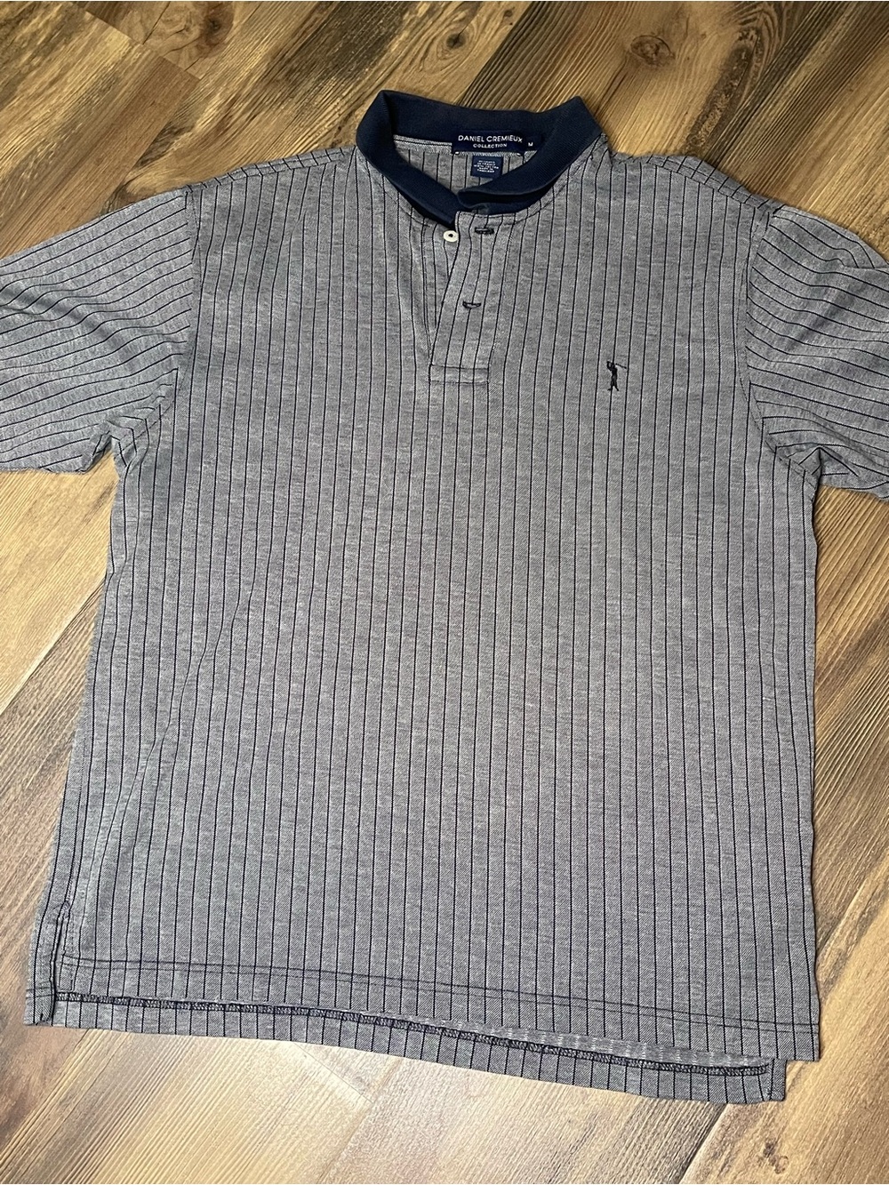 Daniel Cremieux Collection Men’s Polo Shirt Medium Gray Pinstripe Cotton Golf